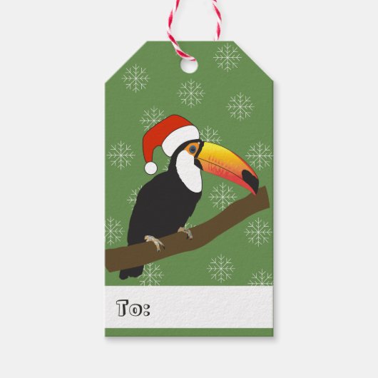 illusima Toekan Kerstsneeuwvlokken Cadeaulabel (Voorkant)