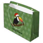 illusima Toucan Kerstmis Snowflake Green Groot Cadeauzakje (Achterkant Gekanteld)