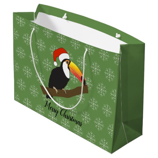 illusima Toucan Kerstmis Snowflake Green Groot Cadeauzakje (Achterkant Gekanteld)