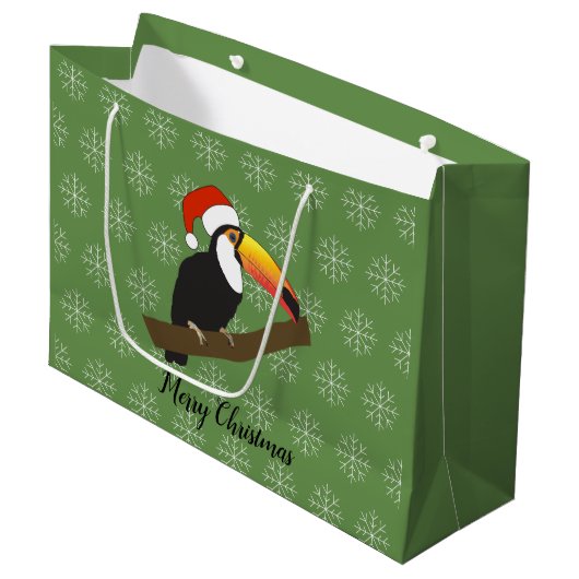 illusima Toucan Kerstmis Snowflake Green Groot Cadeauzakje (Voorkant Gekanteld)