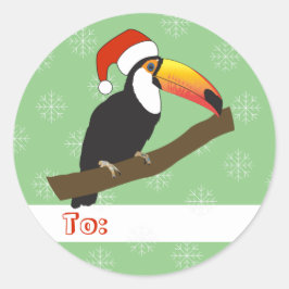 illusima Toucan kerstsnowflakes Light Green Ronde Sticker