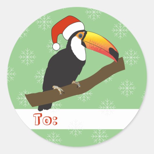 illusima Toucan kerstsnowflakes Light Green Ronde Sticker (Voorkant)