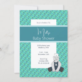 illusima Turquoise Bloemen Sailor Rhino Baby showe Kaart