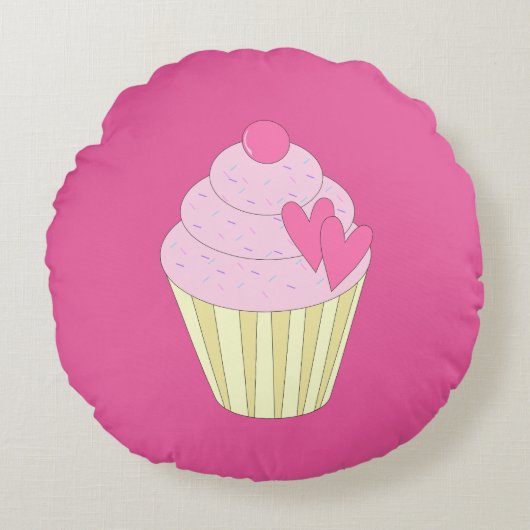 illusima Versierde Cupcake Rond Kussen (Voorkant)