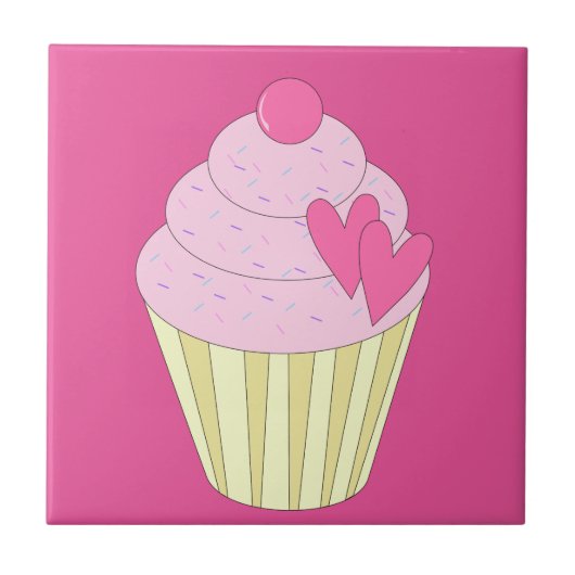 illusima Versierde Cupcake Tegeltje (Voorkant)