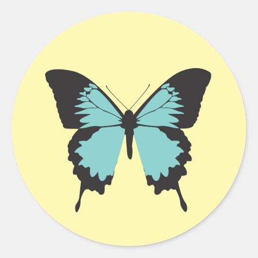 illusima vlinder geel ronde sticker (Voorkant)