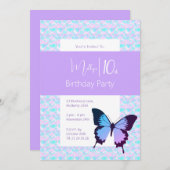 illusima vlinder Paarse Confetti 10e verjaardag Kaart (Voorkant / Achterkant)