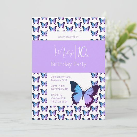 illusima vlinder patroon 10e verjaardag kaart (Staand voorkant)