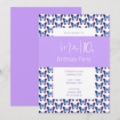 illusima vlinderpatroon Paarse 10e verjaardag Kaart (Voorkant / Achterkant)