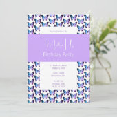 illusima vlinderpatroon Paarse 1e verjaardag Kaart (Staand voorkant)