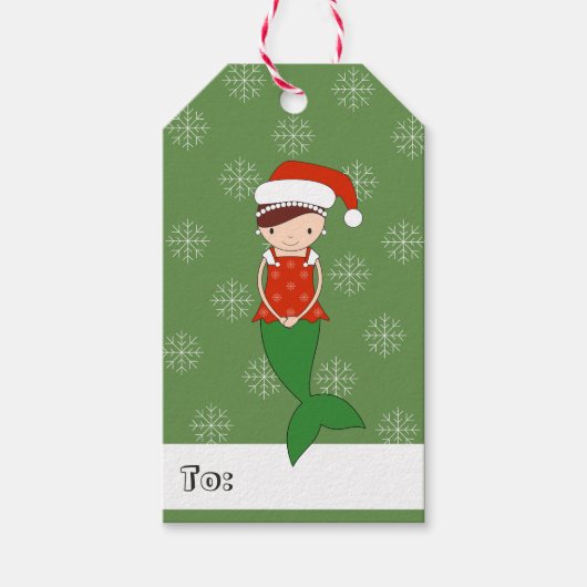 illusima Zeemeermin Kerstsneeuwvlokken Cadeaulabel (Voorkant)