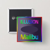 "ILLUSION Malibu"-Button! Vierkante Button 5,1 Cm (Voorkant /achterkant)