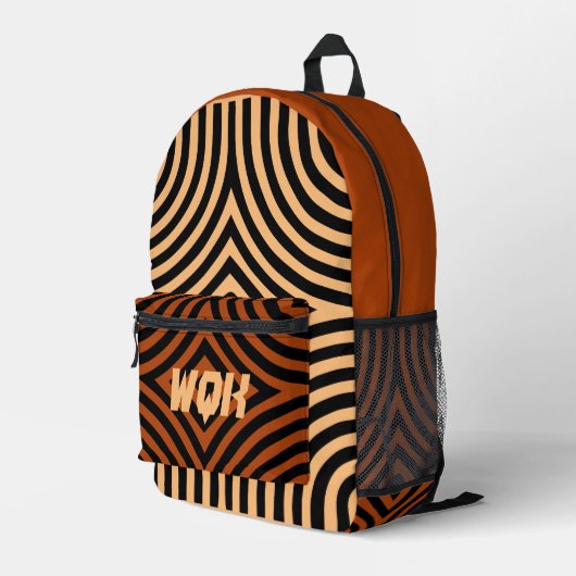 Illusion Peach & Marsala Custom Monogram Rugzak (Achterkant Hoek Rechts)