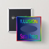 "ILLUSION Santa Monica" Button! Vierkante Button 5,1 Cm (Voorkant /achterkant)