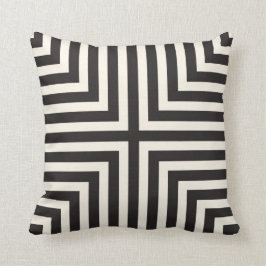 Illusion Stripes T Pattern in Black and Cream Kussen