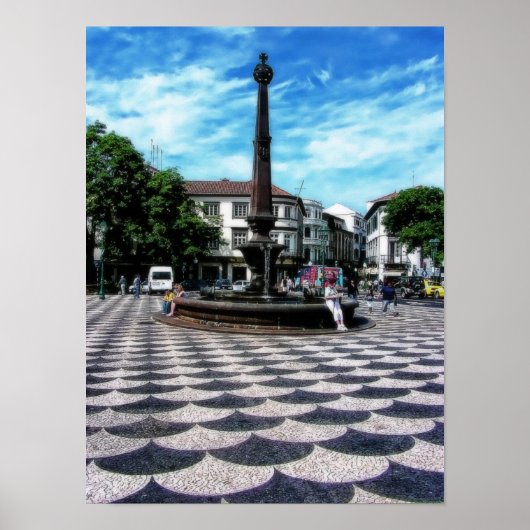 Illusion Tiles Art: Funchal, Madeira (Portugal) P Poster (Voorkant)