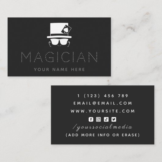Illusionist Magician Magic Pet Kaart Tricks Trendy Visitekaartje (Voorkant / Achterkant)