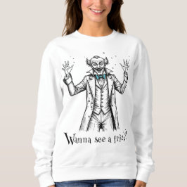  illusionist met wilde ogen: "Wil je een truc zien Trui