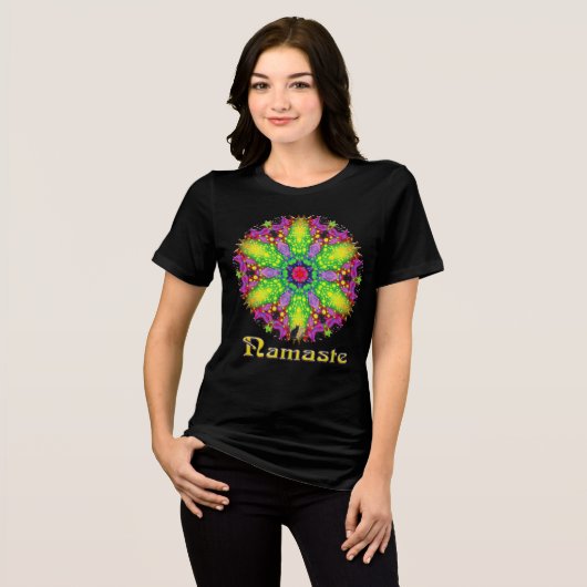Illusoire Namaste-caleidoscoop Tri-Blend Shirt (Voorkant volledig)