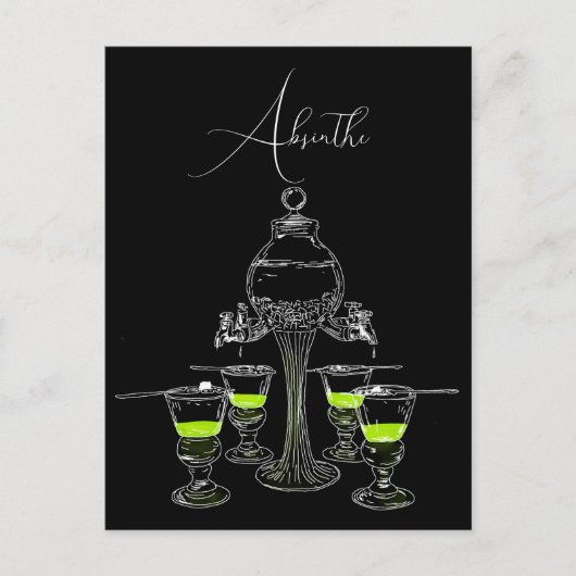 Illustrated Absinthe Set Briefkaart (Voorkant)
