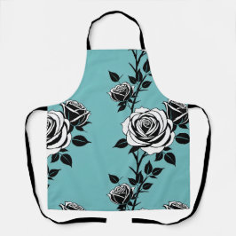 Illustrated Black And White Roses  Schort