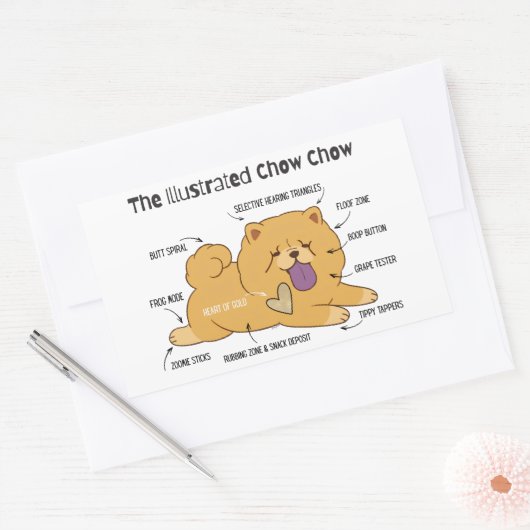 ILLUSTRATED CHOW RECHTHOEKIGE STICKER (Envelop)