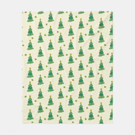 Illustrated Christmas Trees Fleece Blanket