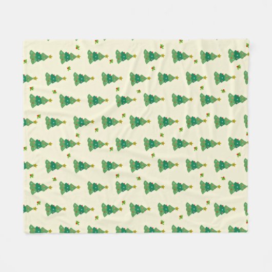 Illustrated Christmas Trees Fleece Blanket (Voorkant (Horizontaal))
