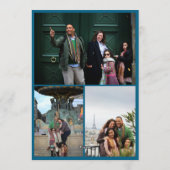 Illustrated Doodle Blue Xmas Gingerbread 3 Photo Feestdagenkaart (Achterkant)