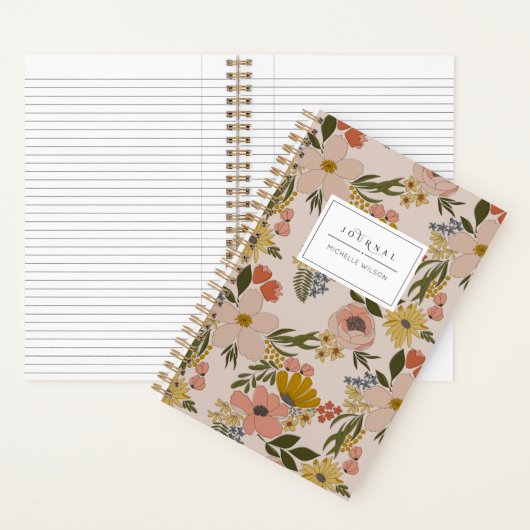 Illustrated Floral Personalized Journal Notitieboek (Binnen)