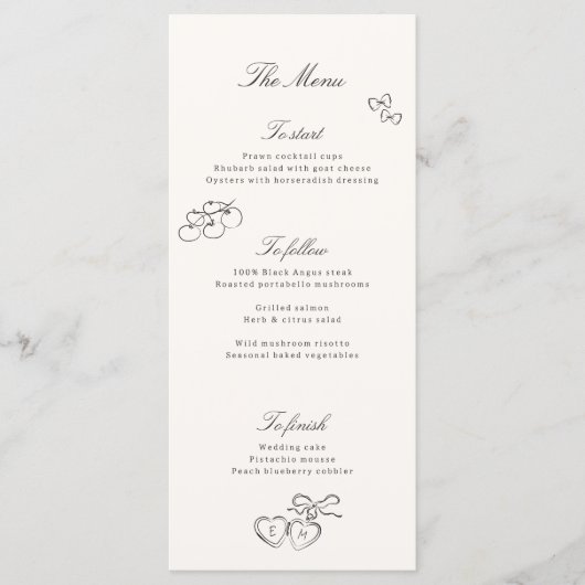 Illustrated Food Whimsical Wedding Menu (Voorkant)