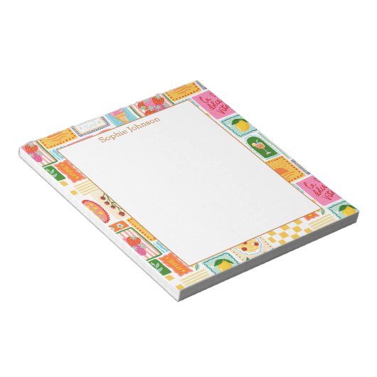 Illustrated French Italian Pattern Personalized Notitieblok (Schuin)