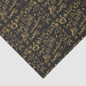 Illustrated Gold and Black Wedding Doodles Tissuepapier (Detail)