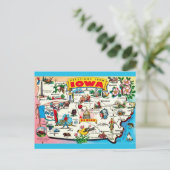 Illustrated Iowa Map Postcard Briefkaart (Staand voorkant)