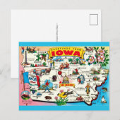 Illustrated Iowa Map Postcard Briefkaart (Voorkant / Achterkant)