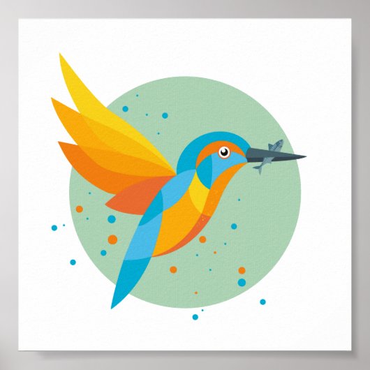 Illustrated Kingfisher Poster (Voorkant)