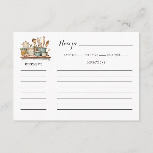 Illustrated Kitchen Recipe Card Template Notitiekaartje (Voorkant)