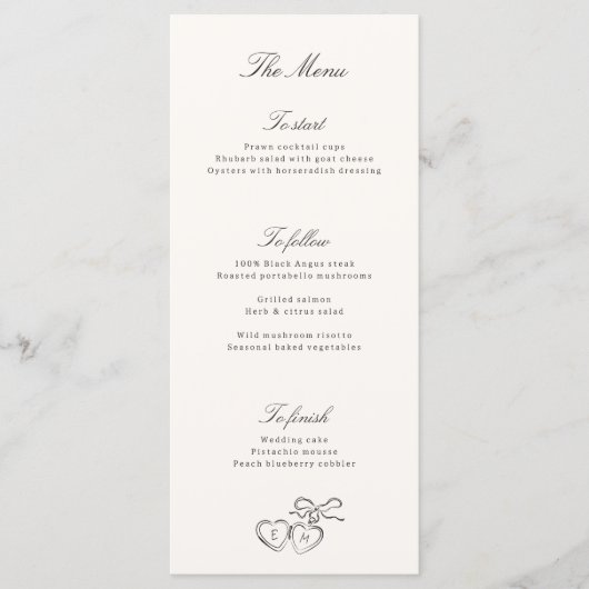 Illustrated Locket Whimsical Wedding Menu (Voorkant)