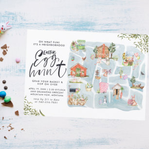 Illustrated Map Neighborhood Easter Egg Hunt Kaart