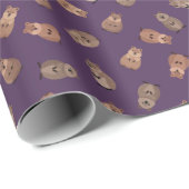 Illustrated Quokkas on Dark Purple Cadeaupapier (Rol Hoek)