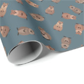 Illustrated Quokkas on Gray-Blue Cadeaupapier (Rol Hoek)