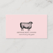 Illustrated Sheep Knitting Pink Business Visitekaartje (Voorkant)