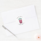 Illustratie aangepaste tekst Boba Tea Line Art Ronde Sticker (Envelop)