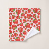 Illustratie aardbeienpatroon op lichtroze bad handdoek (Wasdoekje)