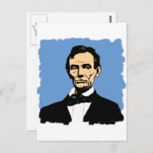 Illustratie Abraham Lincoln over blauw Briefkaart (Voorkant / Achterkant)