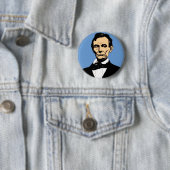 Illustratie Abraham Lincoln over blauw Ronde Button 5,7 Cm (In situ)