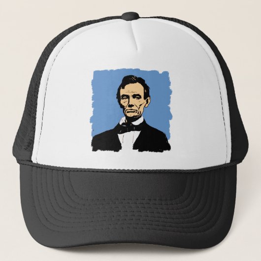 Illustratie Abraham Lincoln over blauw Trucker Pet (Voorkant)