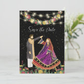 Illustratie Afghaanse weddenschapspaar Save The Date (Staand voorkant)