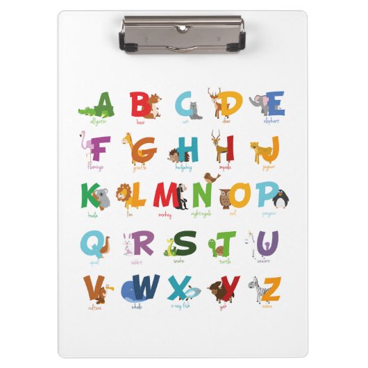 Illustratie Alfabet Dierlijke Letters Klembord (Voorkant)