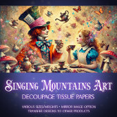 illustratie Alice Mad Hatter Decoupage Tissuepapier